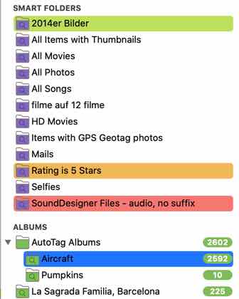 color labels for albums and smart folders
