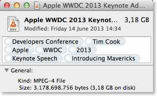 Tags in the Get Info window of Mavericks Finder