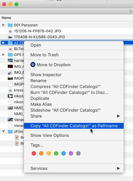 How to copy a path in Apples Finder